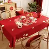 Toalha de Mesa de Ano Novo em Vermelho, Festiva, Sem Lavar, Luxo Leve, Toalha de Mesa de Alta Qualidade, À Prova d'Água e de Óleo, Sensação de Luxo, Toalha de Mesa com o Personagem '', Toalha de Mesa de Centro