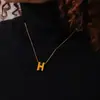 Moda Francesa Retro Nicho Design de Amor Vento de Férias Pingente de Pedra de Vidro Gota d'Água Aço Titânio Banhado a Ouro Colar Joias