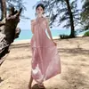 Vestido Puromente Sexy sin Espalda con Cuello Halter para Mujer, Nuevo Estilo Francés de Verano, Vestido de Vacaciones en la Playa Super de Ensueño