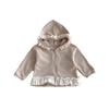 Jaqueta Infantil com Capuz de Renda e Zíper para Menina Tamanhos Pequeno e Médio Estilo Coreano Roupas Infantis Novo Estilo Primavera & Outono 2025