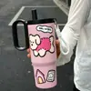 Copo Térmico para Manter o Gelo, Copo com Canudo, Copo de Escritório com Alça, Copo de Gelo, Copo Portátil para Carro, Aço Inoxidável 316