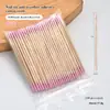 Hisopos de Algodón para Tatuajes Transfronterizos, Hisopos de Algodón Delgados de Doble Punta, Toallitas para Manicura que se Desbordan, Palillos de Madera, Hisopos de Algodón Puntiagudos, Hisopos de Algodón Desechables para Limpieza
