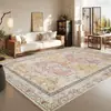 Alfombra para Sala de Estar, Resistente al Desgaste y a las Manchas, Alfombra de Área Grande de Cobertura Total, Imitación Cachemir Persa Retro Americano Alfombra Lavable