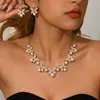 Colar de pérolas incrustadas de diamantes de borboleta de luxo French Entry, elegante, corrente de clavícula de alta qualidade, joias estilo palácio para mulheres