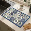 Tapete Drenante de Tierra de Diatomeas Estilo Americano de Lujo Ligero para Comedor del Hogar, Tapete de Mesa Absorbente Antideslizante, Tapete Resistente al Calor y a las Manchas para Mesa de Centro de Sala de Estar