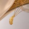 Collar de Acero de Titanio con Pluma Dorada Resistente al Desgaste para Baño, Moda Femenina, Nuevo Nicho, Acero de Titanio, Sin Desgaste, Lujo Ligero, Clavícula