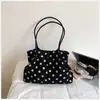 Bolsa transfronteiriça de camurça com poá para mulheres, nova bolsa de ombro vintage de outono 2026, bolsa de mão tote grande capacidade para o dia a dia