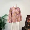 Blusa jacquard de moda estilo chino nacional Zhi Li, nuevo modelo principios de otoño 2026, cuello alto, abotonada, top holgado para mujer
