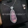 Pingente de Calcedônia Rosa Natural Banhado a Prata, Fecho de Segurança de Ágata Rosa, Pingente de Jade Cabacinha, Suprimento Vivo