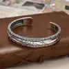 Prata Esterlina 925 Estilo Étnico Indiano Cruz Navajo Totem Retrô Esculpido Prata Antiga Bracelete Aberto Masculino e Feminino