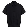 Camisa Manga Curta Lisa Colorida Texturizada Boxy Larga Cool Respirável Lapela Botões Cinto na Cintura Slim Fit para Verão