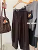 Pantalones de pana anchos holgados con cinturón - Pantalones casuales cálidos de invierno para mujer