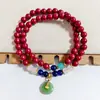 Pulsera de Loto Anti-Cinabrio Pixiu de Múltiples Círculos para Atraer Riqueza, Pulsera de Cuentas de Buda de Arena Dorada Púrpura, Transmisión en Vivo Transfronteriza, Joyería al por Mayor para Douyin