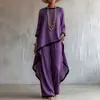 Moda Europea y Americana 2026 Conjunto Holgado Nuevo para Mujer Color Sólido Verano Manga Murciélago Bata Conjunto de Dos Piezas Estilo Casual Elegante