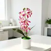 Vaso Redondo Transfronteiriço 7 Hastes Flores Artificiais Lírio Chama Bonsai Decoração de Vitrine de Hotel Shopping Flores Artificiais Plantas Verdes Plantas em Vasos