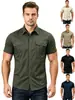 E-commerce Transfronteiriço Verão 2026 Masculino Camisa com Gola Lapela Botões Versátil Fashion Cor Sólida Corte Relaxado Manga Curta