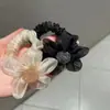 Diadema de Malla Estilo Coreano Goma para el Cabello para Mujer con Floral Elegante, Cuerda para el Cabello Elástica, Anillo Intestino de Organza, Accesorio para Cola de Caballo