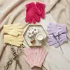 Guantes de Cristal de Terciopelo para Niños Otoño e Invierno, Guantes de Dedo Completo Cortavientos y Cálidos, Color Liso, Guantes de Dedo para Ciclismo de Estudiantes