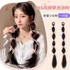 Peruca Trança de Bolha para Cabelo com Fita Simulada no Mesmo Estilo de Kikawa Riru, Trança Estilo Ballet, Rabo de Cavalo Duplo, Trança de Boxeadora Feminina
