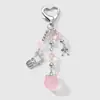 Llavero/Colgante para Bolso DIY Versátil de Chica Dulce con Lazo Blanco Plateado, Corazón Rosa, Estrella Rosa, Durazno