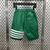 Pantalones cortos ultrafinos de secado rápido para hombre, modernos, con cuatro rayas, corte ajustado, de cuatro puntos, casual, deportivos, para la playa
