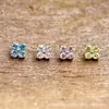 Pendientes de Titanio F136 Color Oro 3 mm Pétalo de Trébol de Cuatro Hojas G23 Titanio Rosca Interna Circonita Labio Stud Piercing en Lengua Joyería