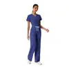 Traje de quirófano de dos piezas con escote en V de Tiktok, hecho a medida según dibujos, uniforme de médico de clínica, ropa médica de comercio exterior