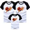2024 Novo Novo Dia de Ano Novo Natal roupas infantis Europeu e Americano gola redonda manga raglan cor combinando top pai-filho manga curta camiseta
