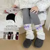 Leggings Novos para Meninas com Forro de Fleece para Outono e Inverno, Roupa Externa, Meias-Calças de Fleece Grossas Inteiriças com Desenhos Animados, Calças Longas Quentes Infantis de Retalhos