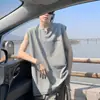 Camiseta sem mangas de seda gelada masculina de verão marca da moda casual solta plus size jaqueta de secagem rápida masculina da moda