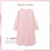 Vestido de Maternidad para Todas las Estaciones, Vestido de Maternidad de Manga Larga Postparto, Vestido de Algodón Puro Antibacteriano para Casa, Vestido de Lactancia