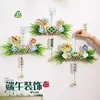 Kit de Materiales DIY Hechos a Mano para el Festival del Bote del Dragón para Colgar en la Puerta con Hojas de Ajenjo, Pequeño Adorno para Manija de Puerta, Decoración Colgante de Bolsita Decorativa