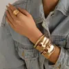 Europa y Estados Unidos joyería transfronteriza estilo ins versión ancha simple irregular cóncavo-convexo muesca en forma de V pulsera pulsera