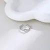 Estilo Luxo Leve, Elegante Corrente de Zircônia em Forma de Diamante, Anel Aberto Ajustável Vazado, Anel de Dedo Indicador de Alto Padrão Nicho para Mulheres