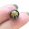 Cuentas de Ágata Natural con Estampado Dorado de las Cuatro Bestias Míticas, Rojas, Negras, Blancas y Azules, Patrón Unilateral, Cuentas Redondas: Dragón Verde, Tigre Blanco, Ave Roja, Tortuga Negra