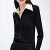 Suéter Cardigan de Malha com Gola Lapela de Botão Único para Mulheres 25 Outono Novo Slim Slim Jaqueta Top de Manga Longa