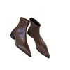Botines Cortos Europeos y Americanos de Punta Fina para Mujer 2026 Primavera y Otoño Nuevos Botines de Moda Tacón Grueso Botines Adelgazantes Diseño de Nicho Botines Cortos para el Trabajo