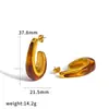 Nuevos Pendientes de Resina de Tingduo, Pendientes de Acero Inoxidable con Gancho Curvo Forma de C de Nicho, Pendientes de Acero de Titanio de Lujo Ligero de Gama Alta
