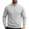 Moletom masculino com zíper parcial e gola alta, top de outono com design de manga raglan, moletom casual pullover de corte justo