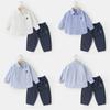 Conjunto de Ropa de Otoño Estilo Europeo para Niños, Camisa y Pantalones Largos para Bebés, Camisa y Pantalones Casuales para Niños
