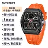 Reloj de Negocios para Hombre Sanda Moda Tendencia Luminoso Resistente al Agua Pantalla Dual Correa de Acero Forma de Barril Reloj Electrónico Multifuncional