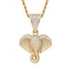 Nuevo colgante de hip hop con cabeza de elefante vintage europeo y americano de moda, oro de 18 quilates con microincrustaciones de circonita, joyería de hip hop animal