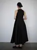 Qianhe Verão Novo Estilo Japonês Simples Retrô Desconstruído Cintura Alta Vestido Preto Pequeno Emagrecedor Vestido de Festa Mvp