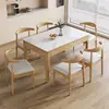 Juego de mesa de comedor y sillas con tablero de madera maciza y piedra, apto para apartamentos pequeños, con un estilo de lujo ligero, moderno y minimalista, mesa de comedor rectangular para uso doméstico