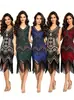 Vestido retro de lentejuelas y cuentas de los años 1920 para mujer, escote en V delantero y trasero, elegante vestido de noche con flecos, superventas transfronterizo de Amazon