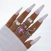 Anillo de Piedra Preciosa de Mariposa Púrpura Estilo Europeo y Americano Transfronterizo, Juego de Anillos de Ocho Piezas con Incrustaciones de Diamantes con Forma de Corazón, Forma de Serpiente y Libélula