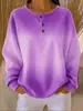 Amazon Transfronterizo Nuevo Estilo Europeo y Americano Rayas Verticales Cuello Henley Manga Larga Sudadera con Capucha Suelta Hombros Caídos Media Cremallera Top para Mujer