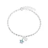 Pulsera de Plata de Ley S925 con Colgante de Estrella de Cinco Puntas, Corazón y Borla, Cuentas de Arroz, Joyería de Mano Versátil Diaria Japonesa y Coreana, Dulce y Elegante
