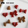 Angola Rojo Grande Elegante Llavero Otoño e Invierno Lazo Colgante de Corazón Joyería DIY Colgante para Bolso Cordón Decorativo