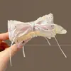 Elegante pinza para el pelo con lazo en la nuca, pequeña pinza tipo banana de malla de encaje estilo Chanel, pinza negra para peinado semi-recogido para mujer
